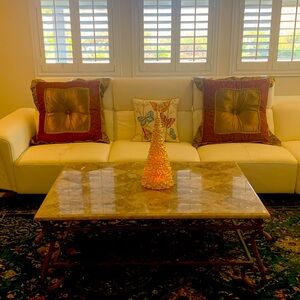 Set of 2 fancy oversized decorative euro pillows w/valance velvet/satin 27”X27”